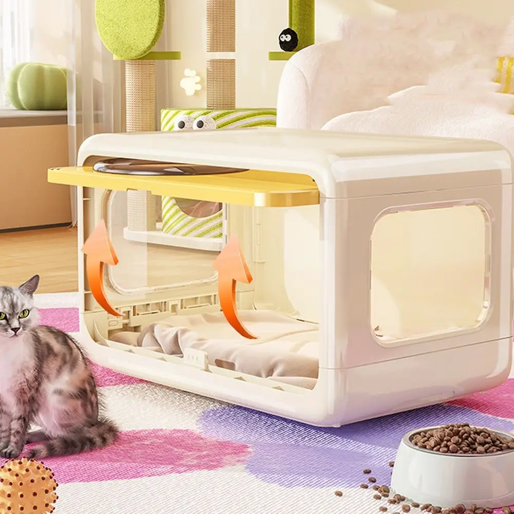 Cage pratique Double couche pour animaux de compagnie, abri en plastique détachable pour chat, pliable, ventilé, Semi-fermé, lit pour chat, usage intérieur à la maison