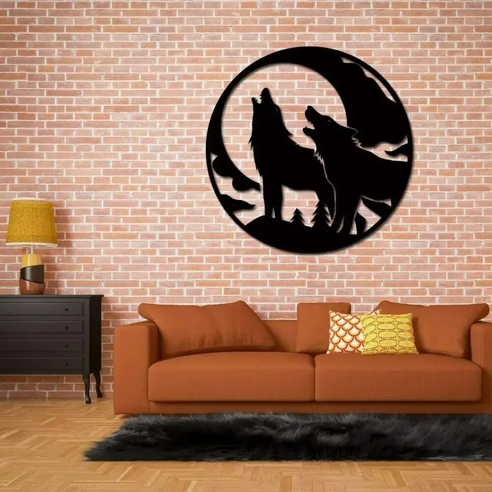 

Металлическое настенное искусство с волком, скульптура волка для деревенского и современного декора стен, статуя животного, домашний подарок