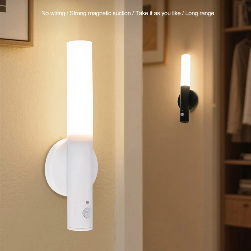 Sensor LED Night Light USB Rechargeable For Living Room Bedroom Corridor Study Room Stairwell Indoor Lighting Wall Lamps