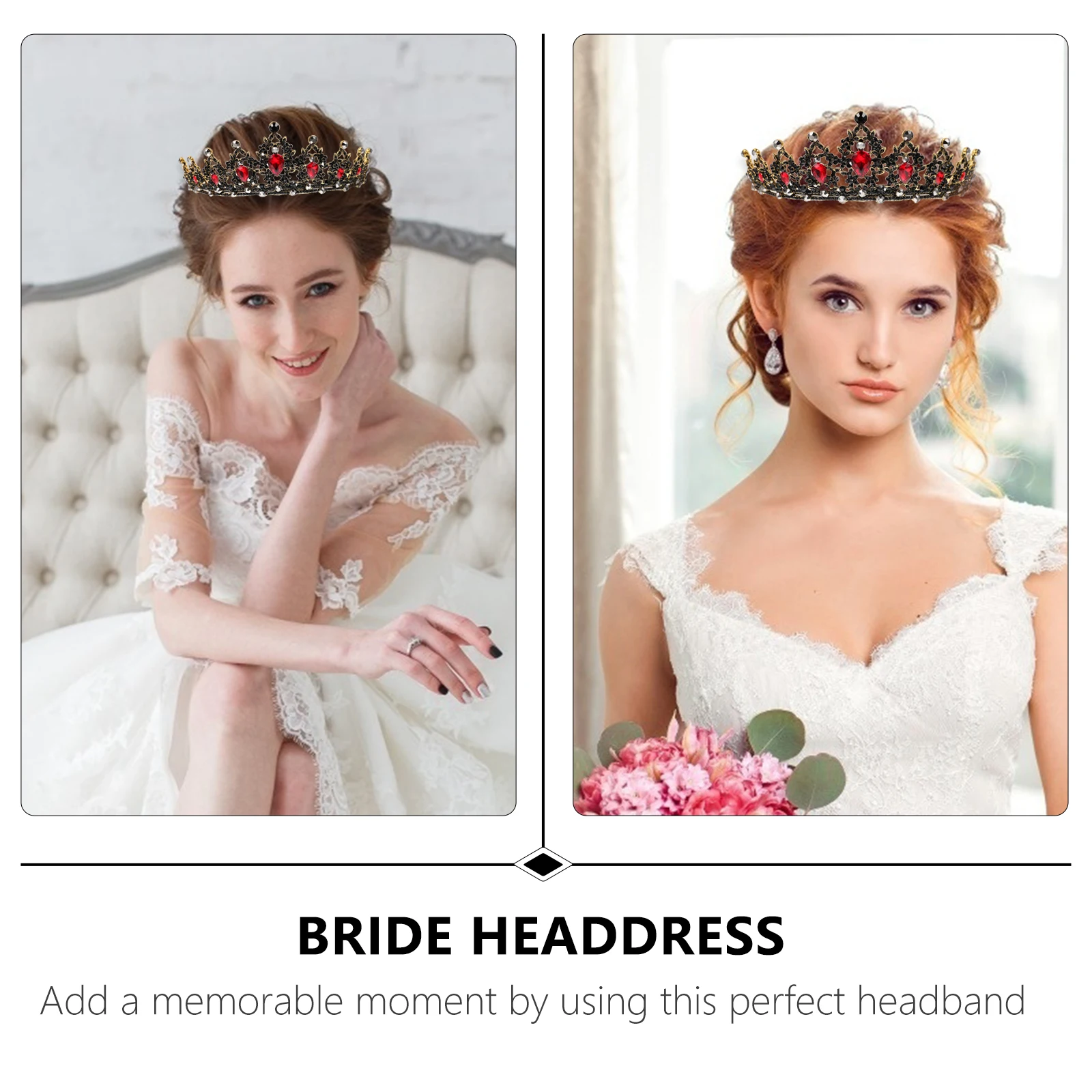حجر الراين تاج الزفاف غطاء الرأس الباروك كريستال الزفاف إكسسوارات الشعر العروس تيارا خوذة أنيقة لحفلات الزفاف #3