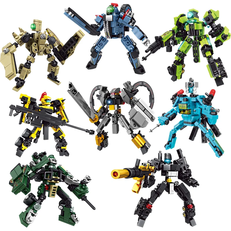 Robotic Dual Form Tank Airplane Construction Vehicle Assembly Toy Blocks Compatible with Small Particles for Children