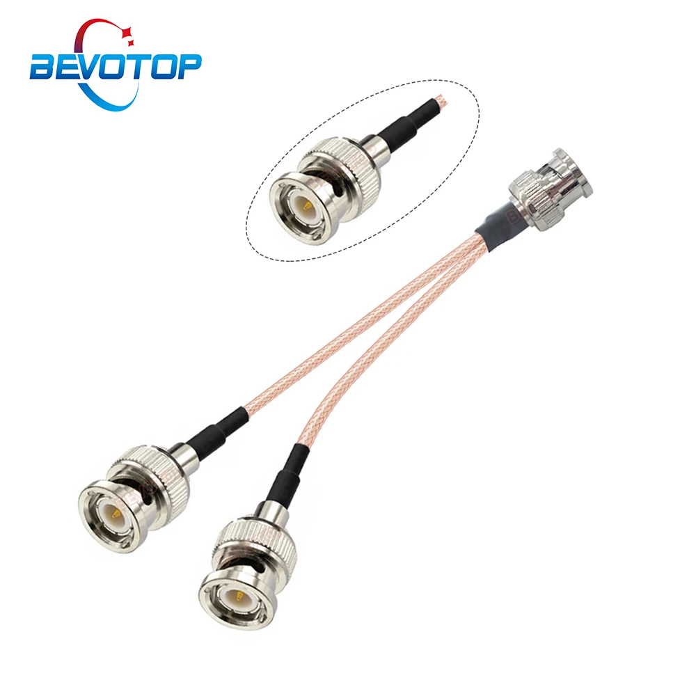 BEVOTOP V Type BNC Splitter Cable 1 BNC Male to 2 BNC Male Plug  75 ohm RG179 Cable BNC Adapter RF Coaxial Jumper Pigtail