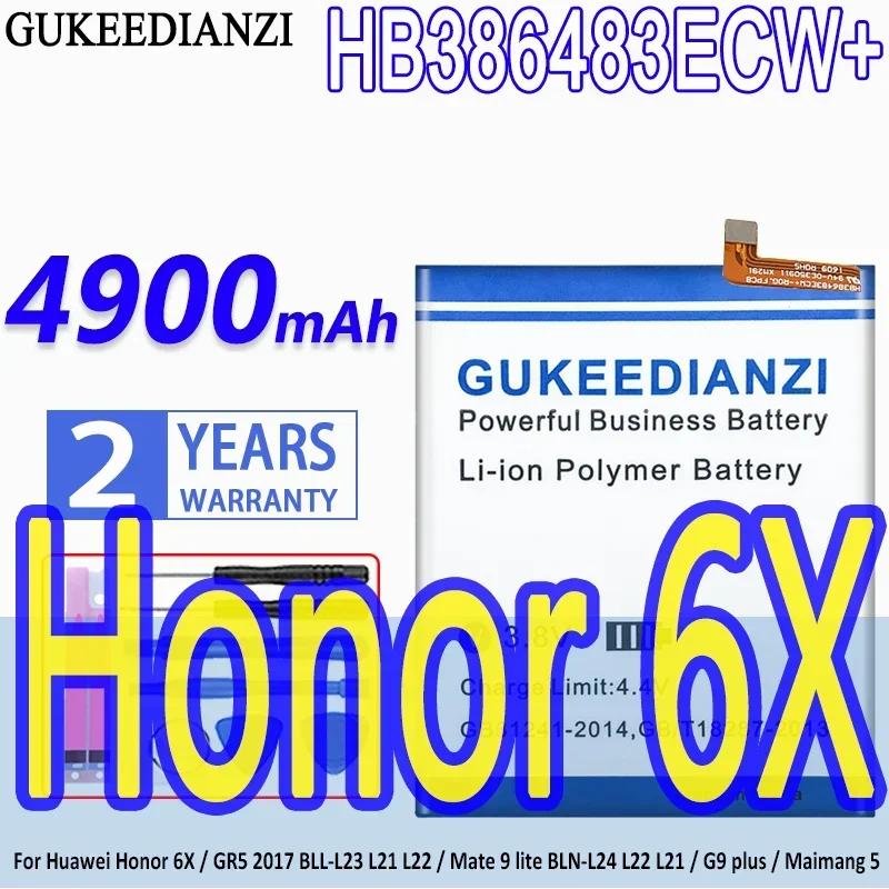 Battery HB386483ECW+ 4900mAh For Huawei Honor 6X/GR5 2017 BLL-L23 L21 L22/Mate 9 lite BLN-L24 L22 L21/G9 plus/Maimang 5