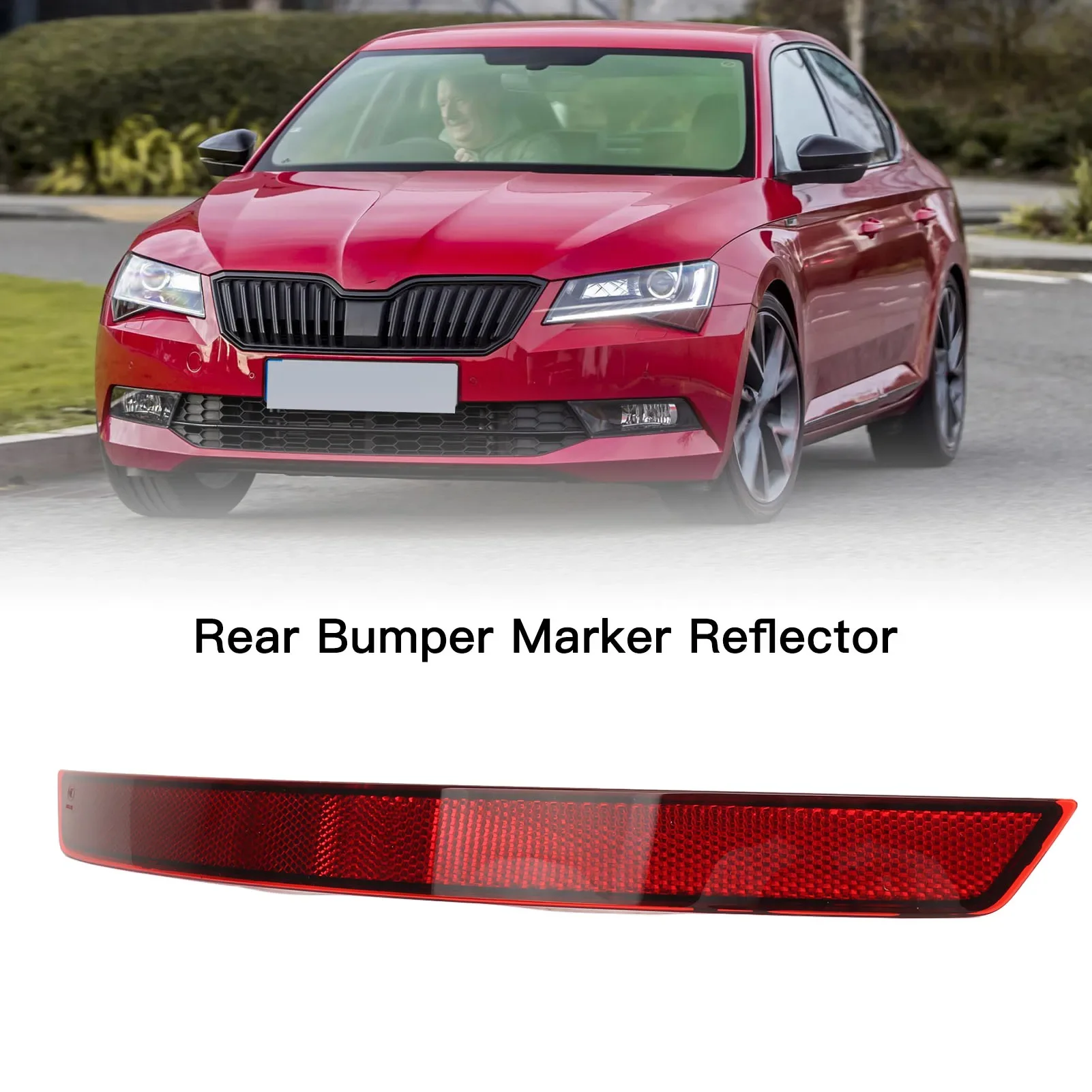 

For Skoda Superb 2015 2016 2017 2018-2022 1 Pc Left Side Rear Bumper Marker Reflector Red Reflector Easy Installation 3V5945105