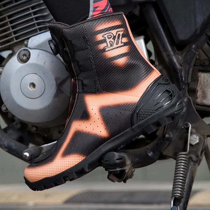 

Мотоциклетные защитные ботинки для верховой езды, мужские четырехсезонные высокие противоскользящие туфли для гонок по бездорожью, дышащая экипировка, велосипедные ботинки