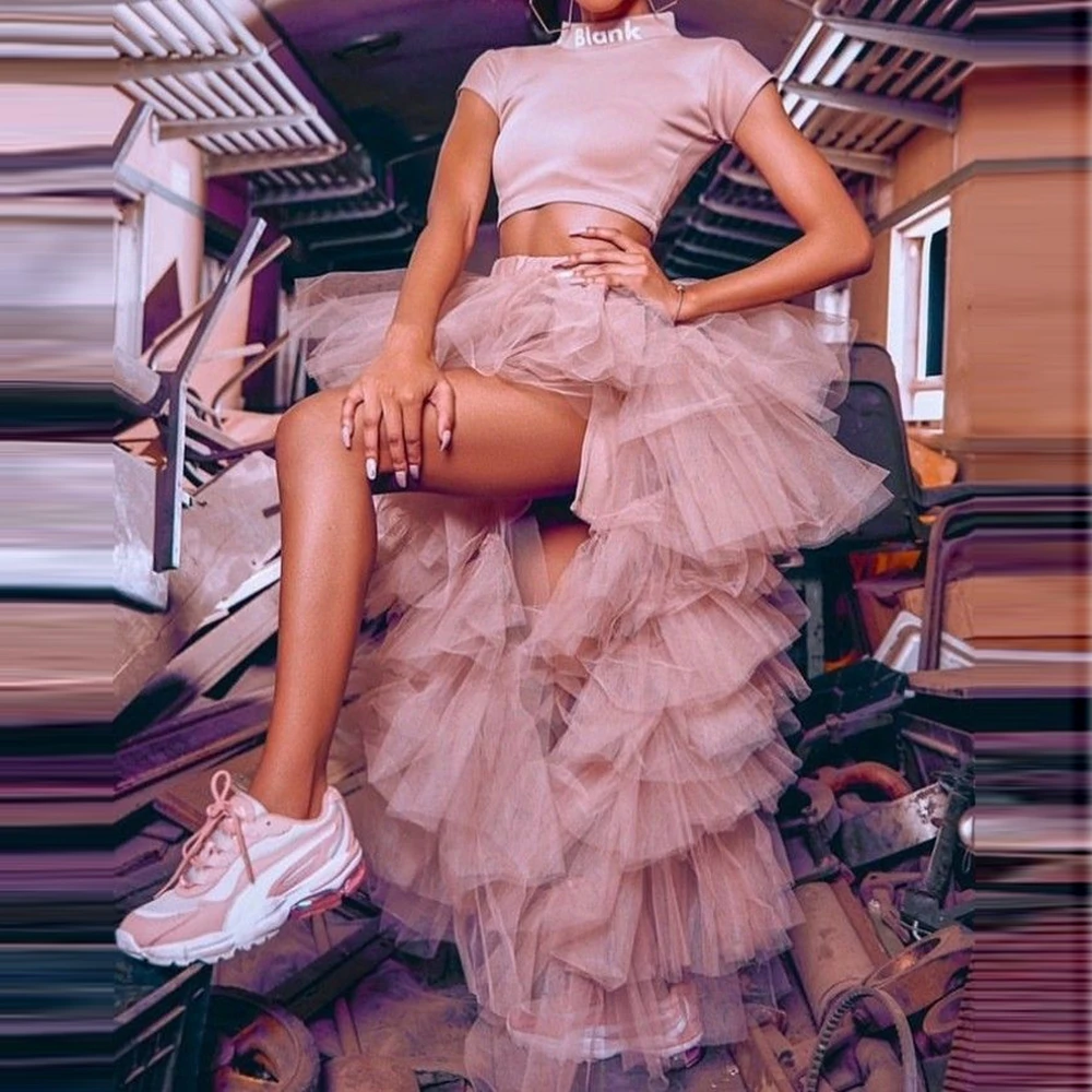 

Модные длинные вечерние юбки из сетки с уникальными оборками, многоуровневые тюлевые трапециевидные женские летние юбки, пышные сетчатые вечерние юбки для выпускного вечера