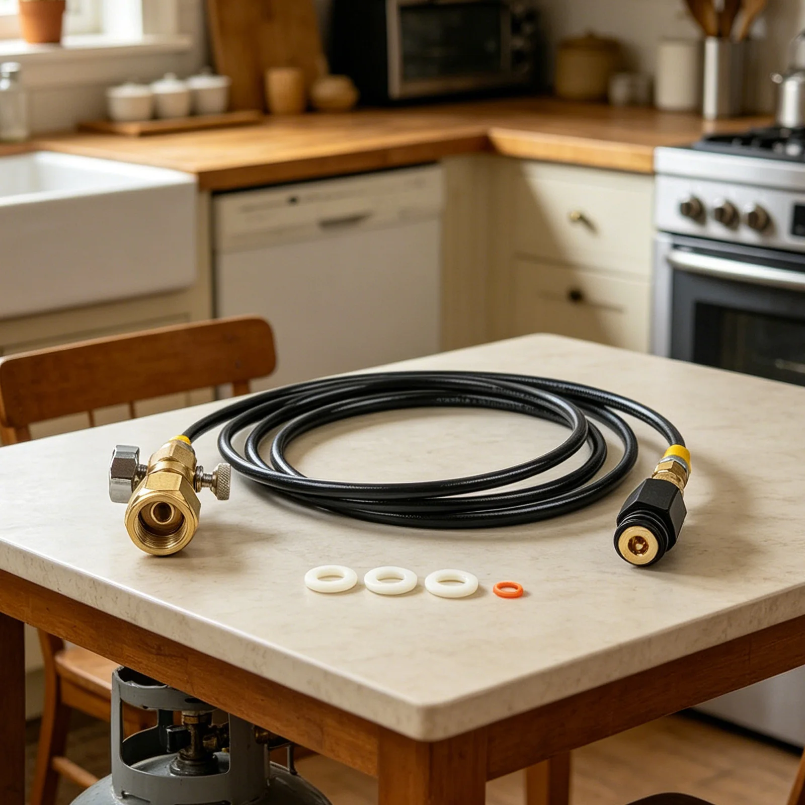 CGA320 Cylinder Refill Adapter Hose for Sodastream Machines with Quick Connect and 6mm Diameter DN3 High Pressure Hose