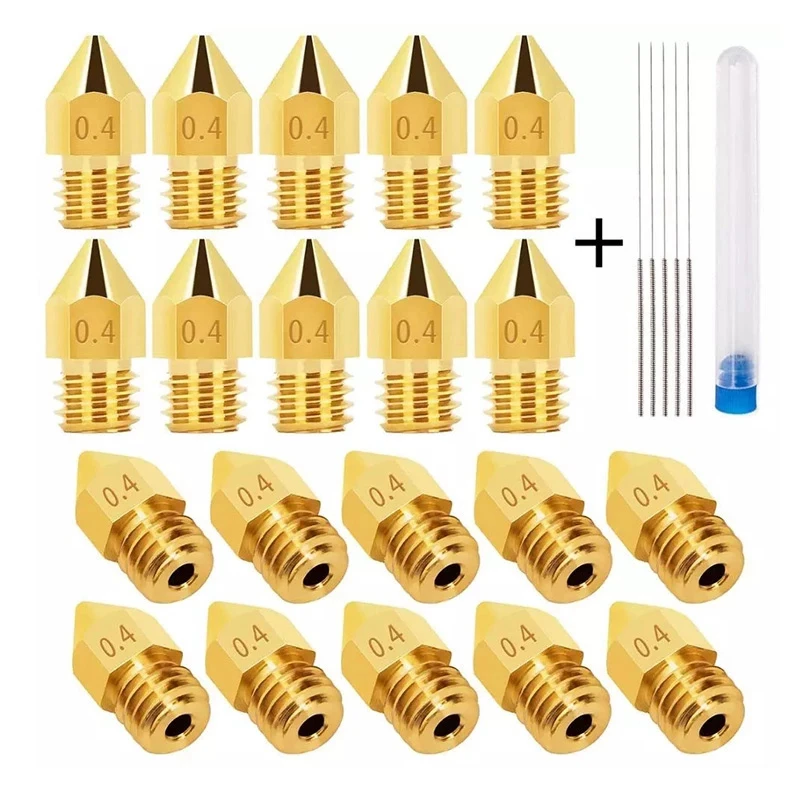 20PCS 0.4mm 3D Printer Nozzles Extruder Nozzles for MK8 5PCS Stainless Steel Nozzle Cleaning Needles for Makerbot Creality CR-10