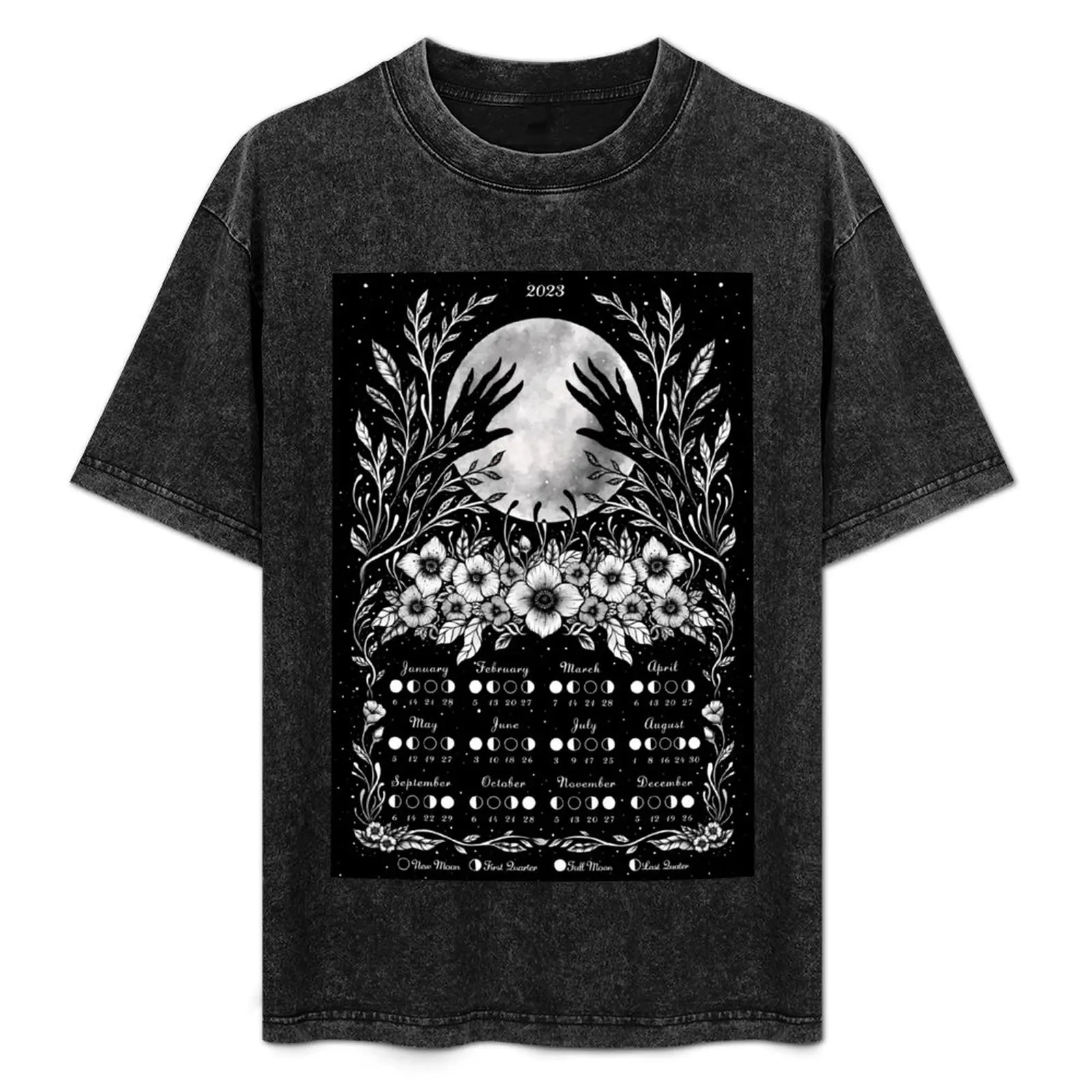 

Updated-Moon Flowers Luna Calendar 2023 T-Shirt Basic Casual Wear Short Sleeve Top