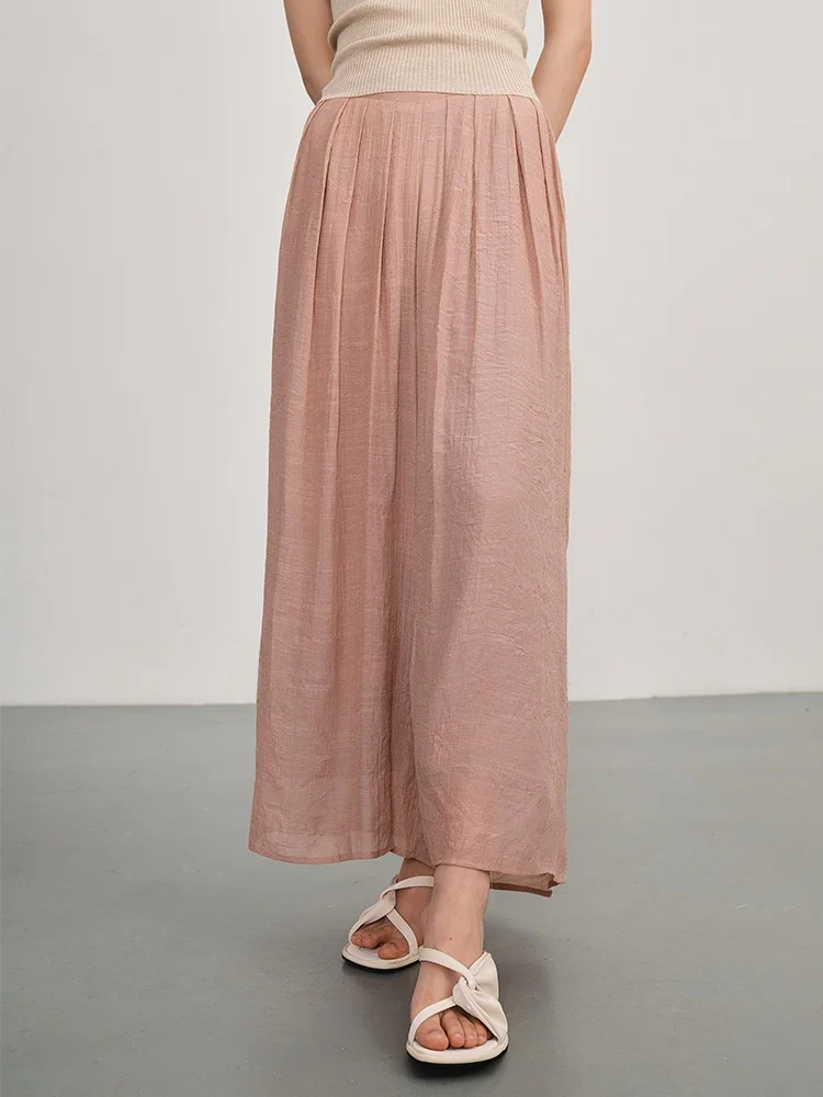 

Брюки женские Gansan с высокой талией, прямые, повседневные, розовые, драпированные, широкие, длинные, асимметричные, для офиса, с деталями на молнии