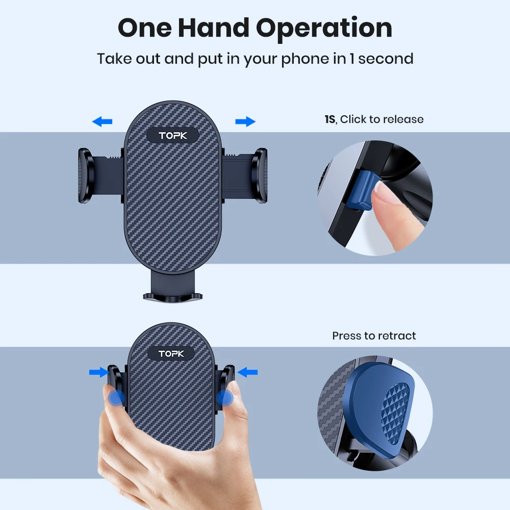 حامل هاتف السيارة العالمي TOPK للوحة القيادة، شفط قوي، ثبات عالي، حامل قابل للتعديل لجميع الهواتف. #5