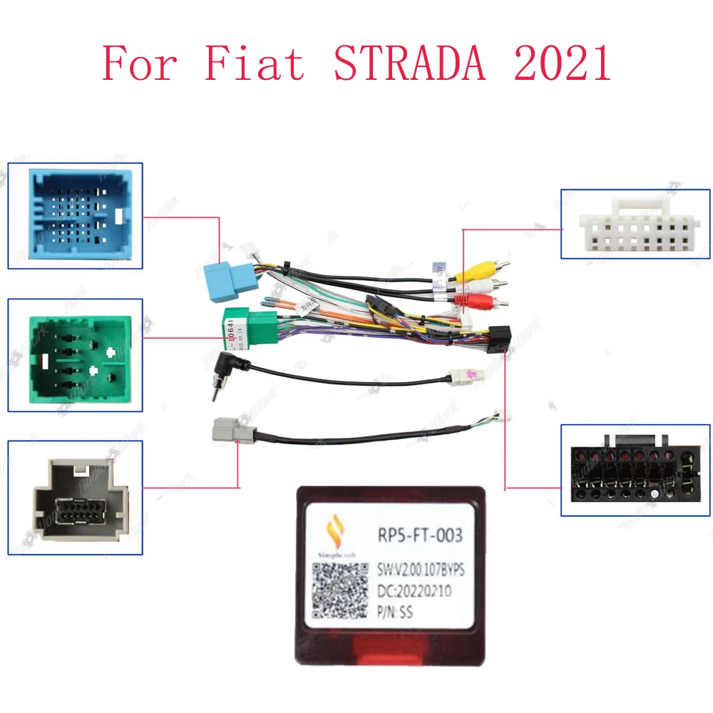 16 pin Android Wiring Harness Power Cable Adapter with Canbus Box  For Fiat STRADA TORO 2021 Car radio