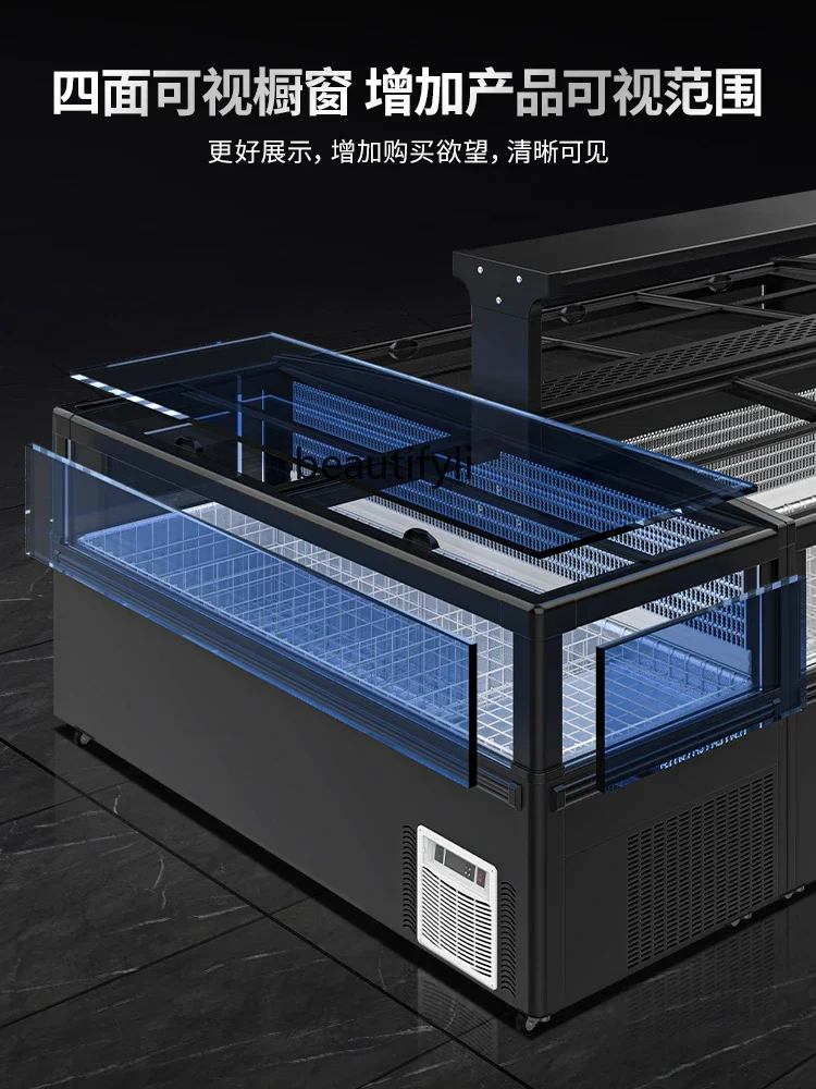 Chest Freezer Commercial Seafood Dumpling Frozen Horizontal Freezer Supermarket and Convenience Store Display Cabinet