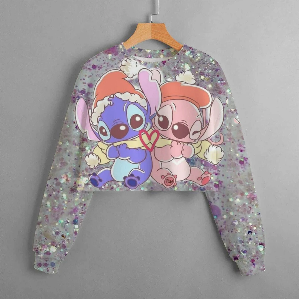 Children\'s clothing sweatshirt new cartoon casual printing Disney Stitch short sweater girl children\'s clothing clothing top