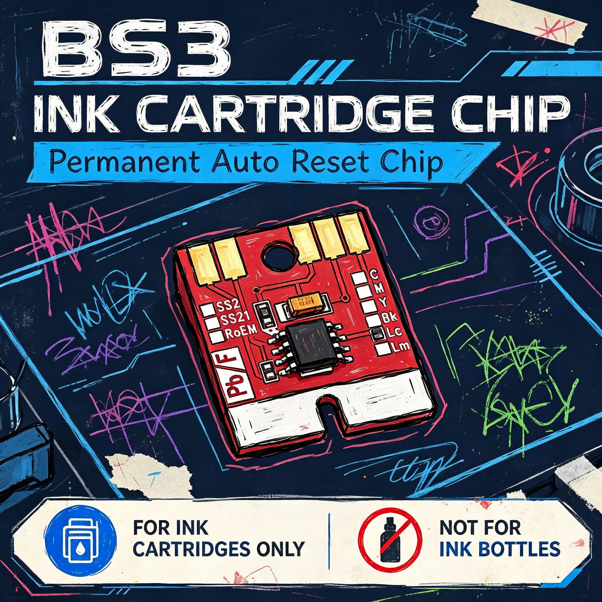 6Colors Mimaki BS3 Ink Cartridge Auto Reset Chip for Mimaki JV33 JV5 CJV30 JV34 TS34 TS5 Permanent Chip
