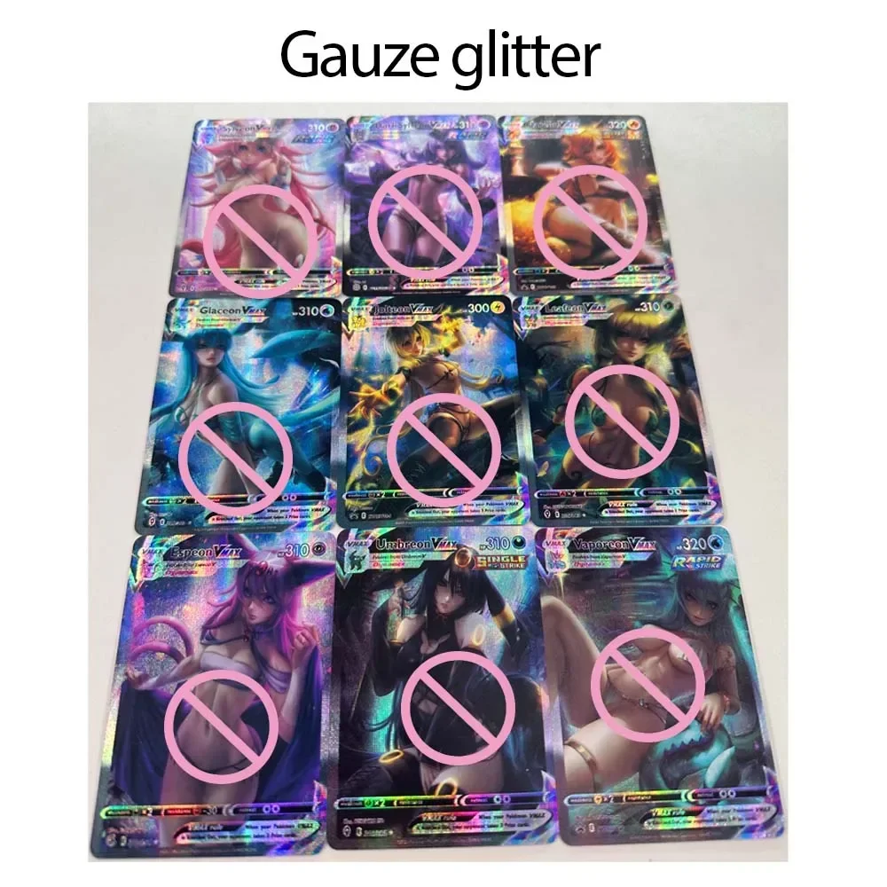 DIY Pokémon Homemade Series 9pcs Umbreon Personify PTCG Refractive Oblique Flicker Anime Peripheral Game Collection Card Gift