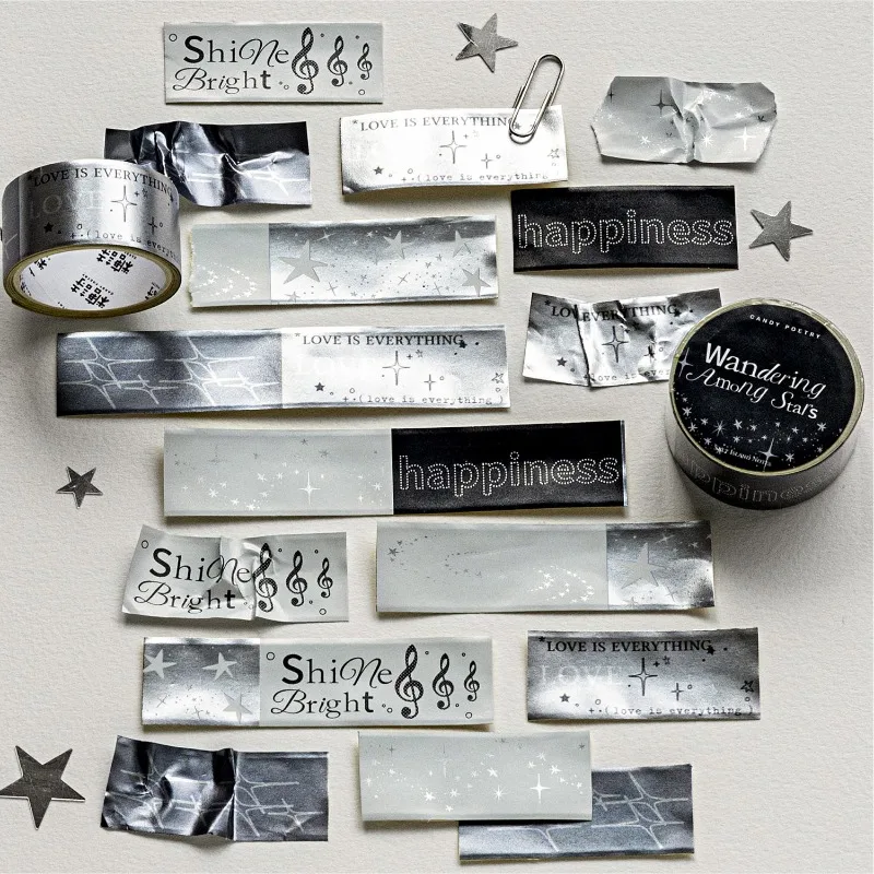Frosted Silver Washi Tape Salt Island Notes Series Korean Ins Aesthetic Scrapbooking Supplies DIY Journal Decoration Sticker