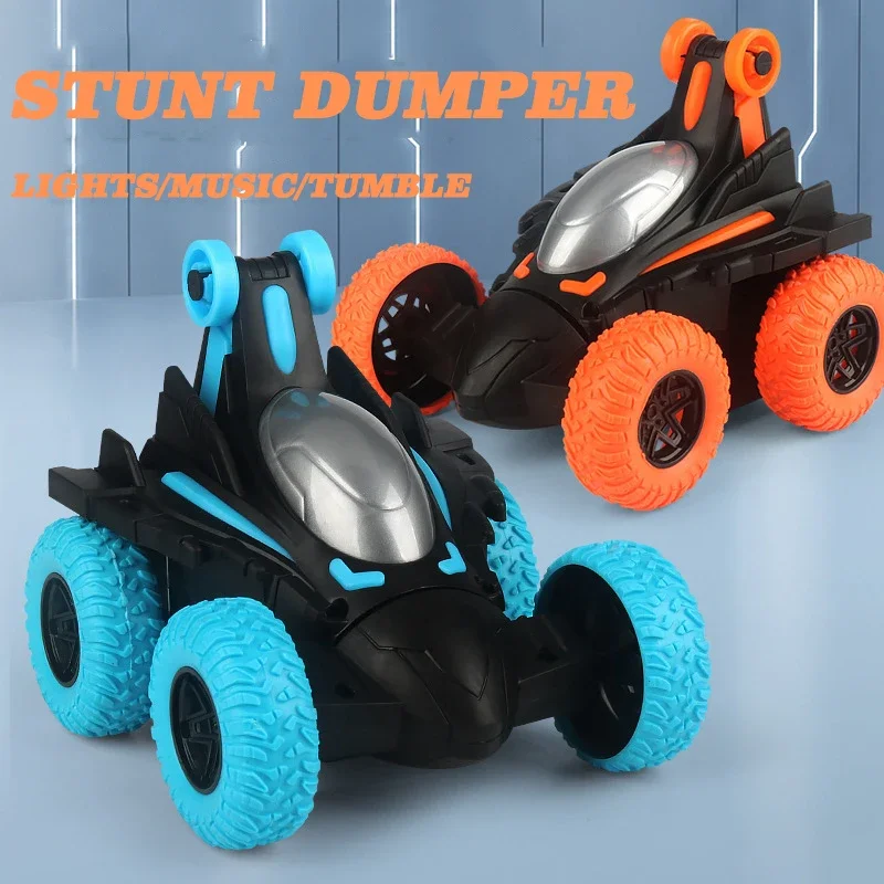 New Stunt Dump Truck, 360 ° Stunt Rotating Tumbling, Drop and Play, Colorful Lights, Exquisite Packaging, Dynamic Music for Kids