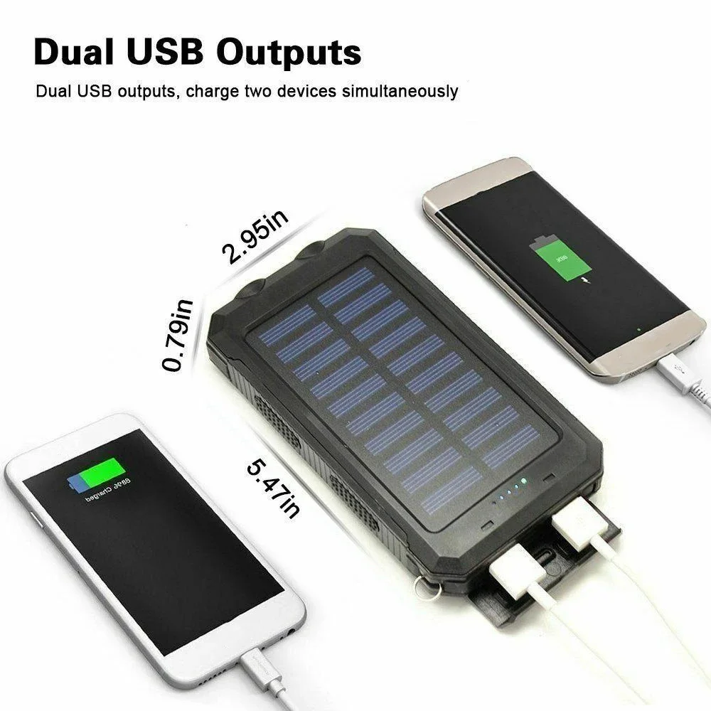 Imagem -06 - Solar 80000mah Power Bank ao ar Livre à Prova Impermeável Água Bateria de Reposição Externo Dupla Usb Powerbank Carregamento Portátil com Lanterna Led