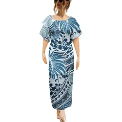 Tribal Hawaiian Samoan Two-piece Set Puletasi Elegant Dresses Island Short Sleeve Dress Polynesia Print On Demand