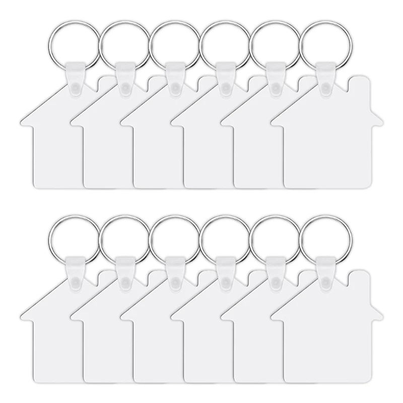 12 Pcs/Set Sublimation Blank Keychains Heat Transfer for Key Chain Double-Side Printed MDF Keyrings for Key Tags with Split for