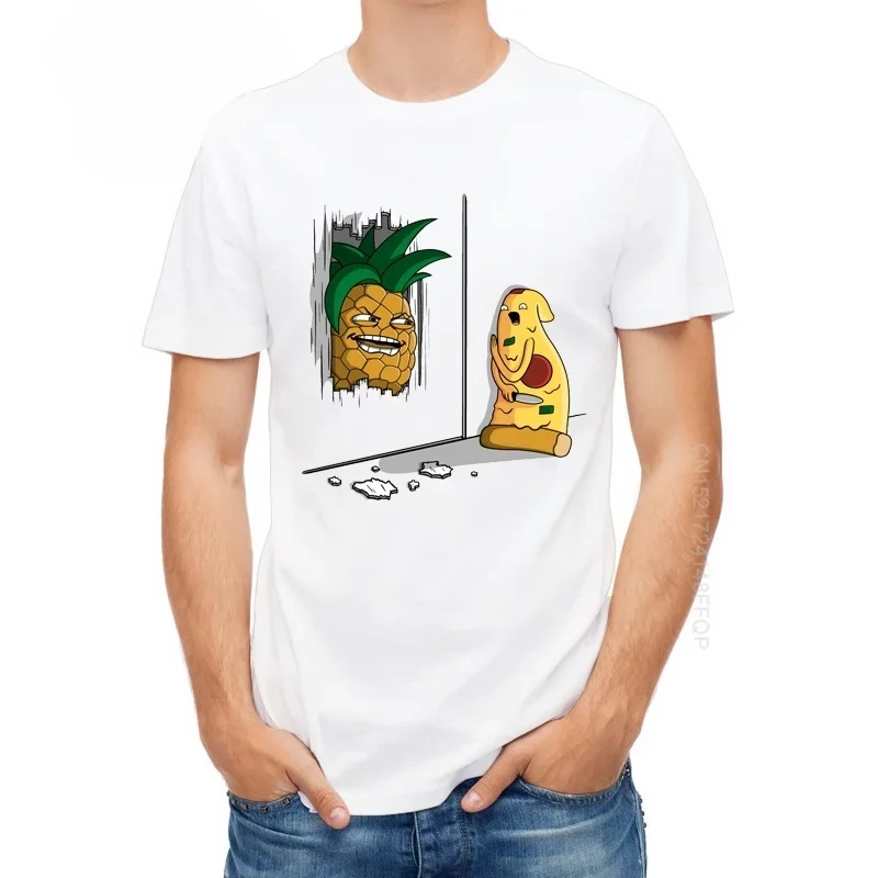 Fashion Cartoon yummy food TShirt Cotton Men's Novelty Cool Tee Shirt Tops Newest Funny Pineapple Pizza Design Printed T-Shirt