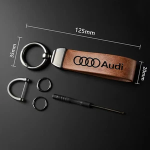 Leather keychain with car logo, Keyring accessories for Audi A3, A4, A6, A5, Q5, A1, Q7, Q3, TT, SQ5, RSQ3, RSQ8, S3, S4, RS5, RS6, S7, S7, Higher Level 10 Main Sales Audi Keychain - №5