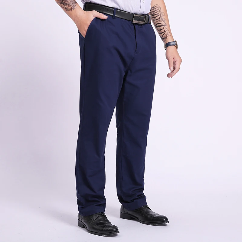 Plus Size 52 50 48 46 Breathable Casual Pants Men 100% Cotton Fabric Slim Chinos Male Business Straight Long Large Trousers