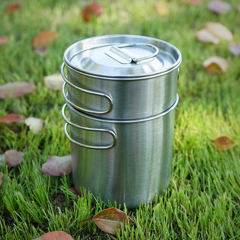 

1Set Stainless Steel Folding Handle Cup Set Portable Outdoor Camping Hiking Picnic Reusable Lightweight Mug Large Capacity