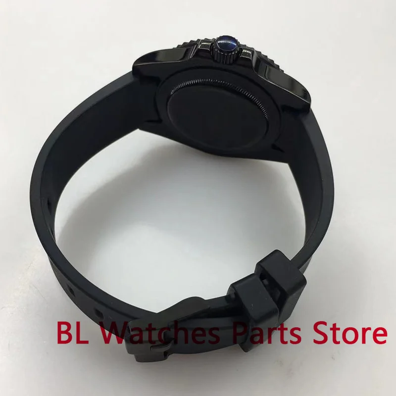 BLIGER Rubber Strap NH35 Watch For Men 24 Jewels PT5000 Automatic 40mm BGR Ceramic Bezel Black Dial Blue Luminous Date Magnifier