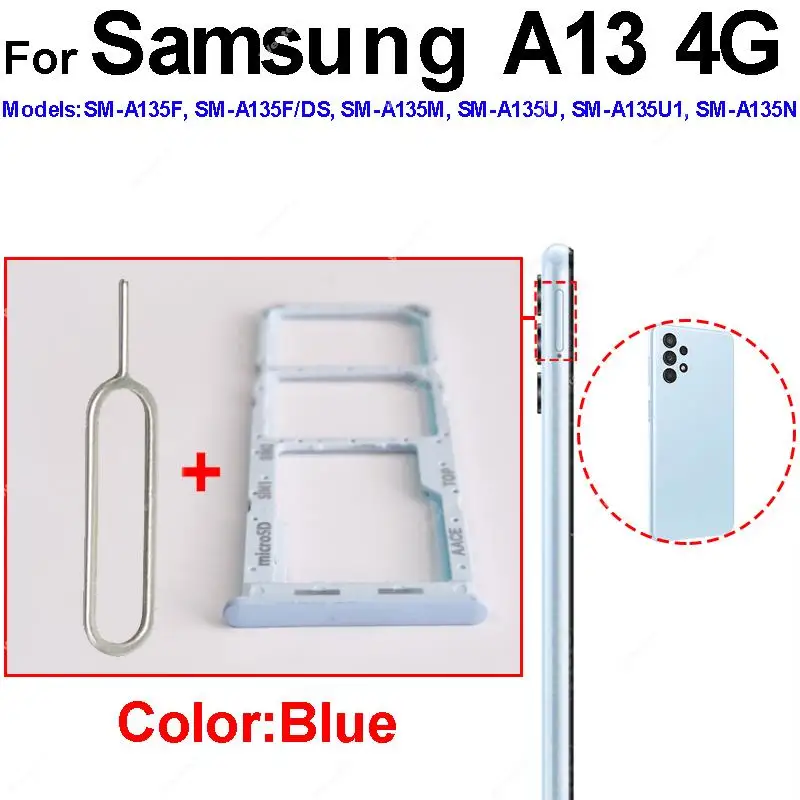 สําหรับ Samsung A13 4G A135F A13 5G A136U ซิมการ์ดถาดใส่การ์ด Dual ผู้ถือซิมการ์ด Reader เปลี่ยนชิ้นส่วนซ่อม