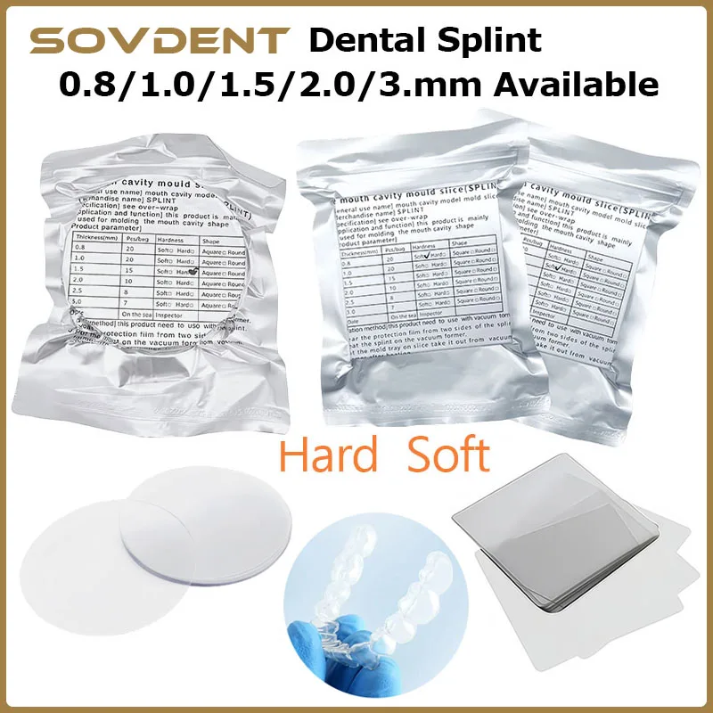 Dental Orthodontic Splint Retainer Vacuum Forming Sheet Soft/Hard Plastic Square Round Dentistry Thermoforming Material