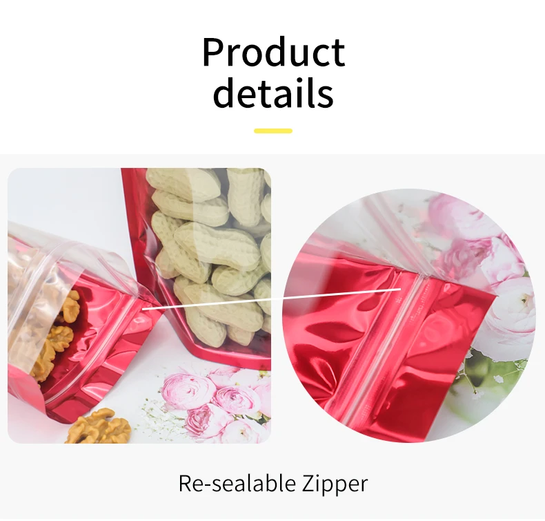 100 Stück transparente Standbeutel mit Seitenöffnung, feuchtigkeitsdichte Versiegelungsbeutel, Verpackungsbeutel für Haferkekse und Kleinunternehmen – Detail 6