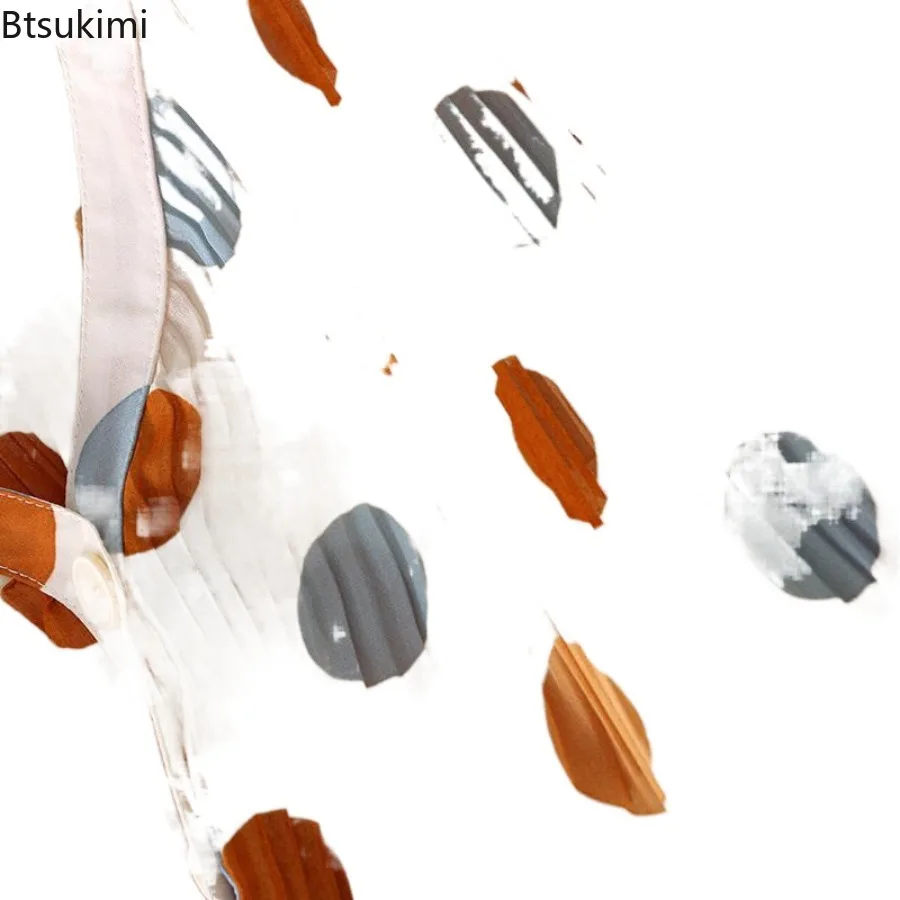 2025 New Fashion Polka Dot Casual V-Neck Chiffon Single Breasted Lantern Sleeve Folds Women's Blouse Shirt Female Clothing Tops