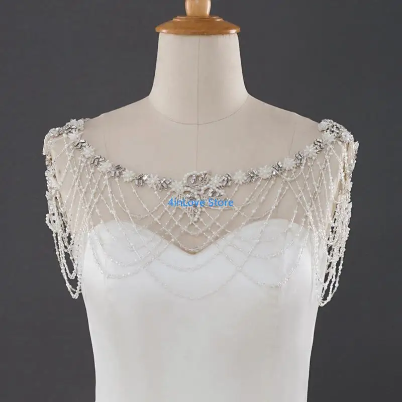 T4MD Pearl Body Body Body Body Netclace Crystal Cormer Chain Pib Cort