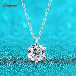 Smyoue 2CT 8mm D Color Moissanite Necklace for Women Classic 6 Claw Sparkling Lab Pendant Original 925 Sterling Silver Wholesale