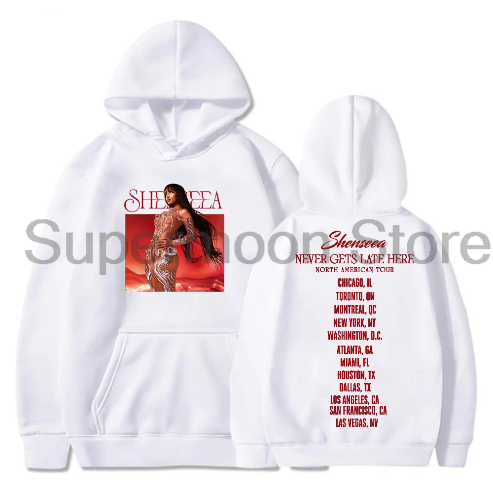 Shenseea Merch Hoodie 2024 Never Gets Late Here North American Tour Long Sleeve Streetwear Men Women Hooded Sweatshirt