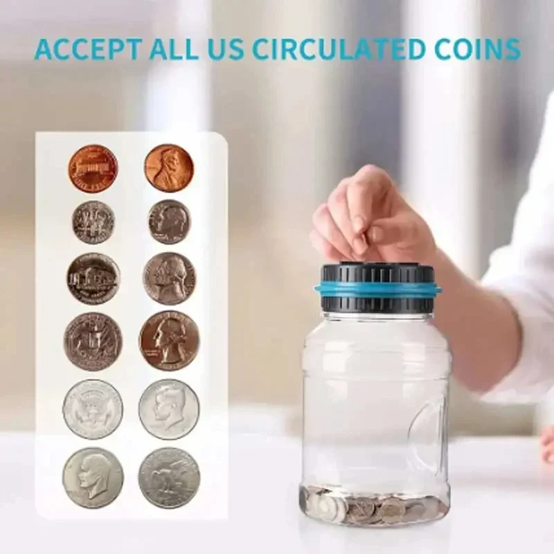1PC Intelligent Counting Coin Bank Bucket Storage Storage Box Pound Dollar Euro Coin Counter Coin Gift LED Display