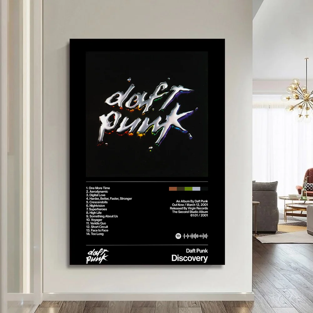 Around The World Daft Punk Classic Vintage Posters Whitepaper Prints Posters Artwork Kawaii Room Decor