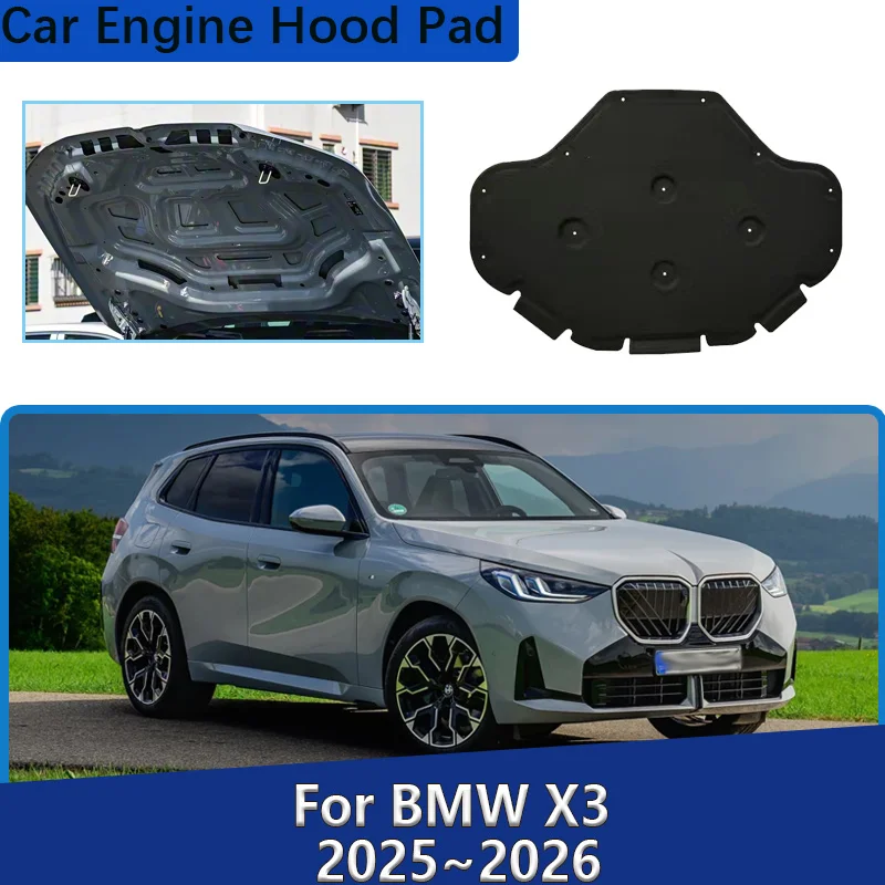 For BMW X3 2025 2026 Engine Hood Sound Heat Insulation Cotton Mat Sound Absorption Noise Reduction Fire Protection Accessories