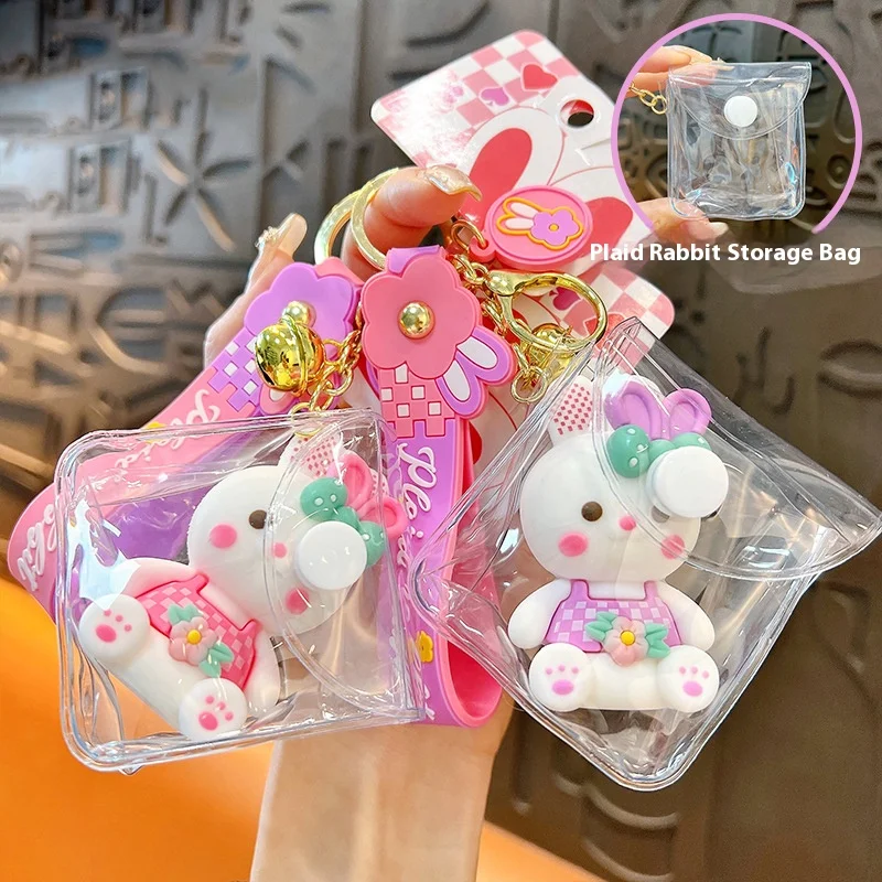 Handmade PU Leather Sutures Bear Bunny Keyring Cute Inflatable Doll Ornament Keychain Girl Boy Bag Car Key Chais Kids Toys