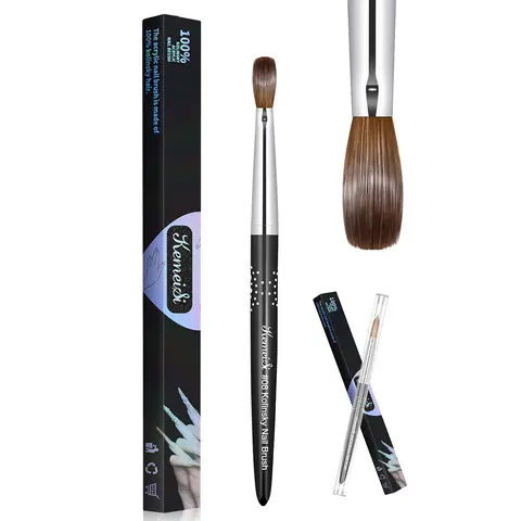 KEMEISI # 8- # Kolinsky – ensemble de 16 brosses à ongles en acrylique, 3D pures, faites à la main, pour Application acrylique, brosse professionnelle pour Nail Art