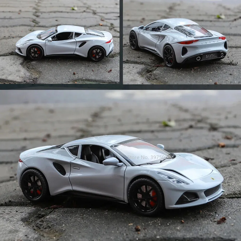 1/24 Lotus Emira Alloy Diecast Sports Car Model Toys Simulation Electric Vehicles with Sound Light Pull Back Toys Car for Boys