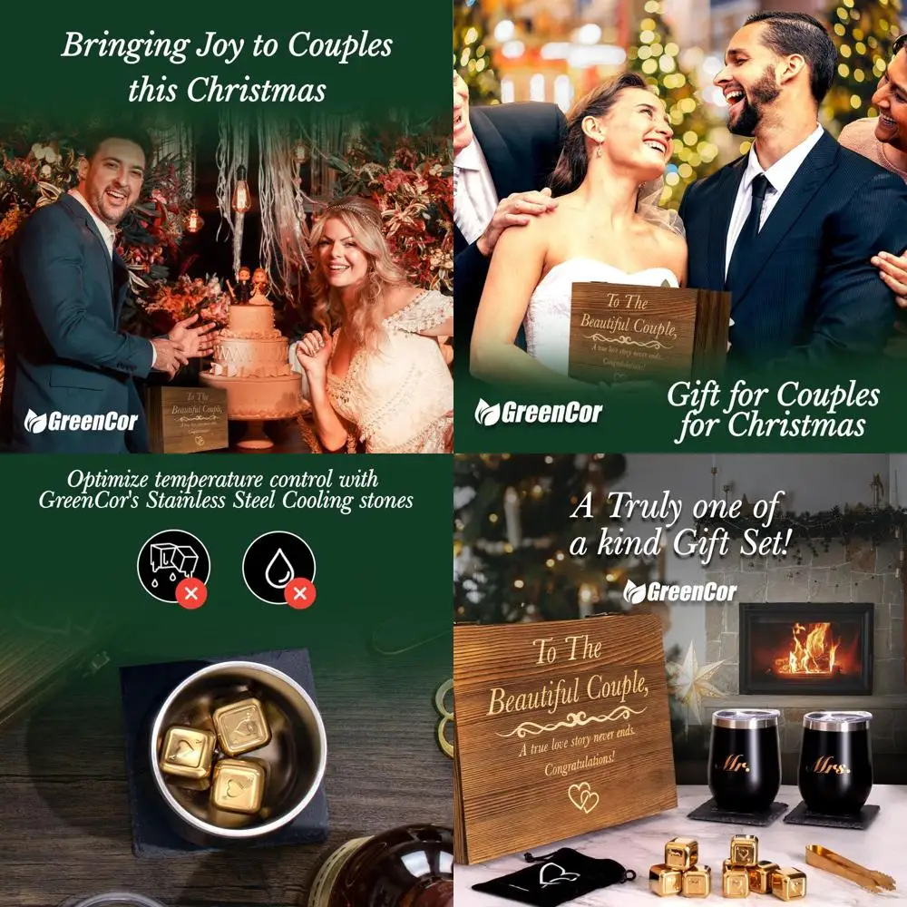 

Couples' Christmas Engagement Gift: Mr. & Mrs. Wine Tumblers - Bridal Shower & Wedding Set