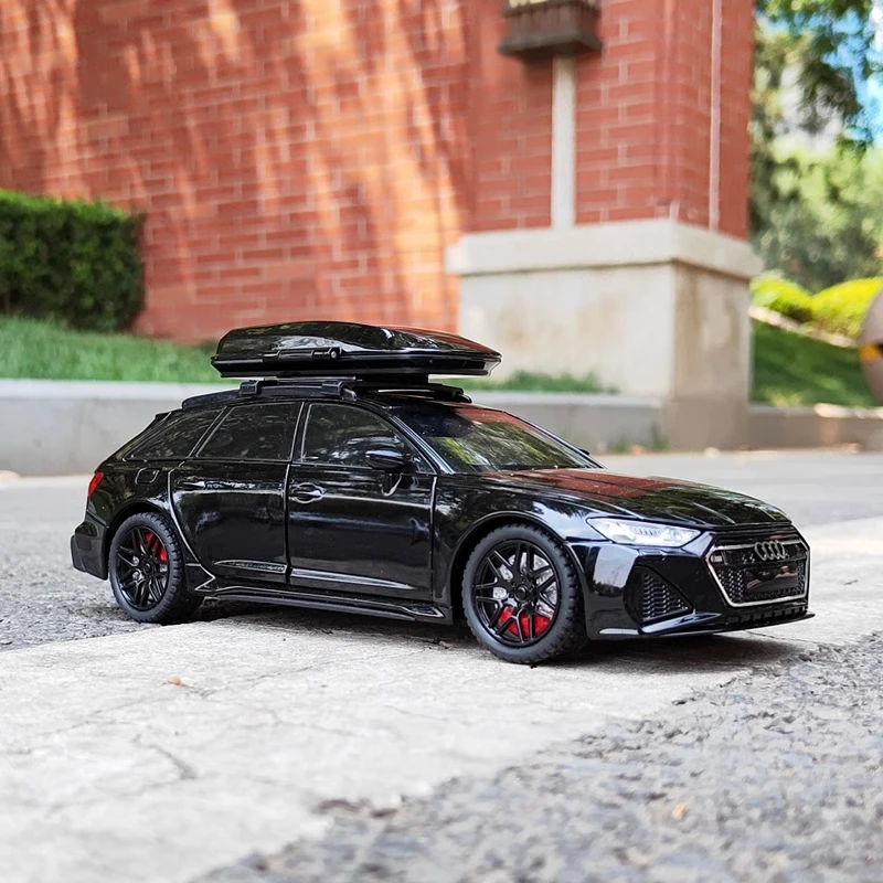 1:24 Audi RS6 Station Wagon Alloy Toy Car Model Wheel Steering Sound and Light Children\'s Toy Collectibles Birthday gift F547