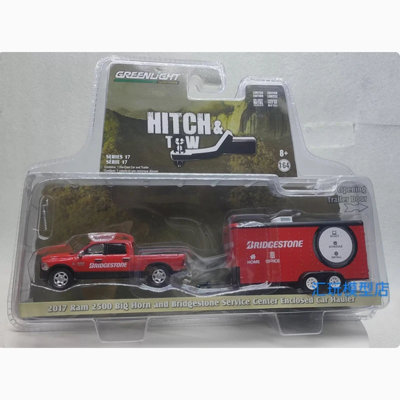 GreenLight 1:64 2017 Ram 2500 и Bridgestone Сервисный центр Закрытый автомобиль Hauler из сплава Модель автомобиля Праздничные подарки Игрушки