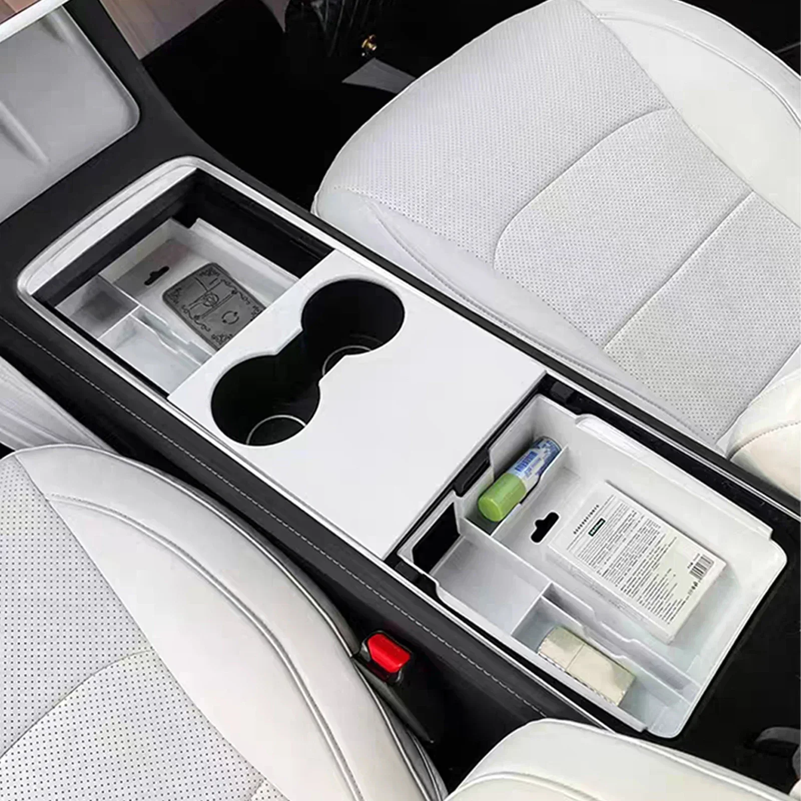 For Tesla Model 3 Y White Interior Center Console  Storage Box Steering Wheel Cover Screen Protection Decorative Footrest Seat