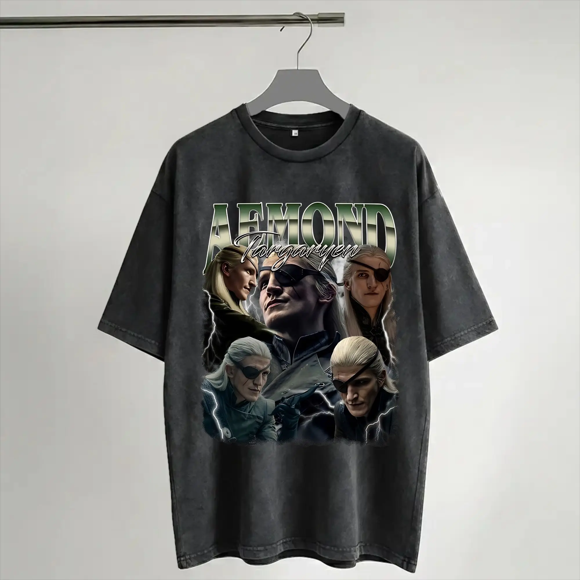Vintage Aemond Houses of the Dragons Washed T Shirts Streetwear Hip Hop Vintage T-Shirt  Tees Tops for Men Women Short Sleeve