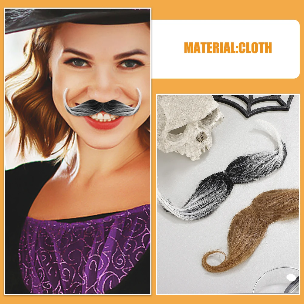 หนวดปลอม 4 ชิ้น สำหรับงานปาร์ตี้ หนวดผู้สูงอายุเหมือนจริง สำหรับแต่งกายฮาโลวีน อุปกรณ์ประกอบฉากคอสเพลย์ อุปกรณ์เสริมตลกๆ สำหรับงานปาร์ตี้ฮาโลวีน