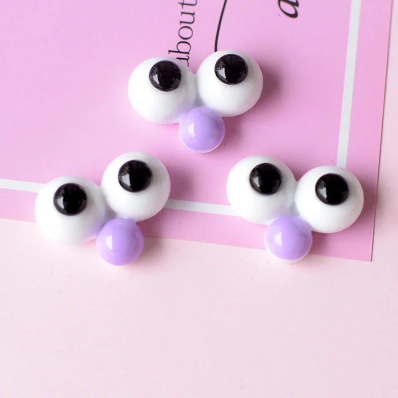 10Pcs Cute Eyes Flatback Resin Plush Toy Decorate Accessories Cabochon Scrapbooking Craft Supplies DIY Hairpin Phone Cases Patch